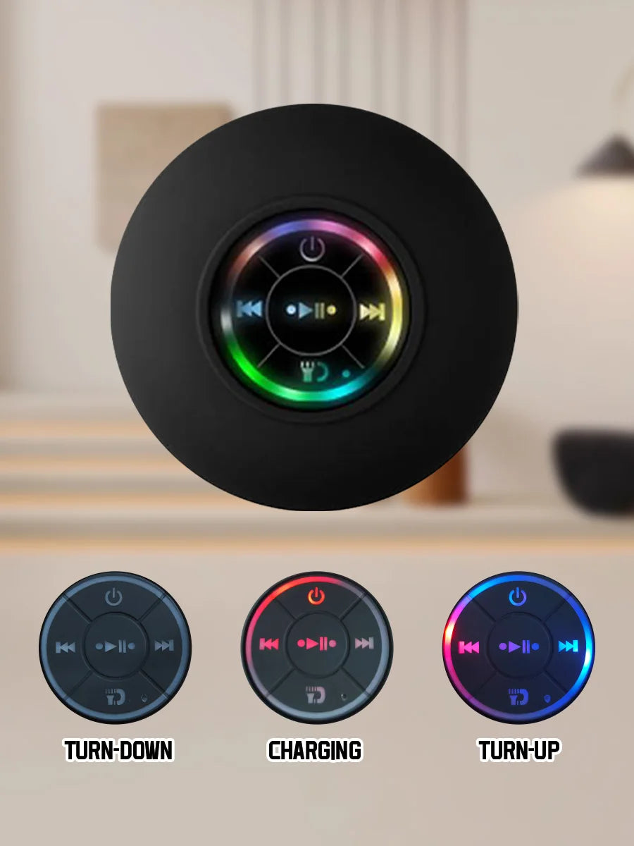 Waterproof Bluetooth Speaker with Colorful LED Lights, Strong Suction Cup & Phone Holder, Portable Mini Speaker for Outdoor/Show